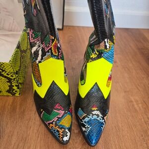 Cape Robbin Womens Snake Print Neon Yellow Western Cowboy Boots Size 5.5